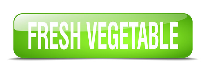 fresh vegetable green square 3d realistic isolated web button