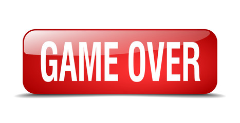 game over red square 3d realistic isolated web button