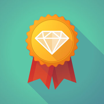 Long shadow badge icon with a diamond