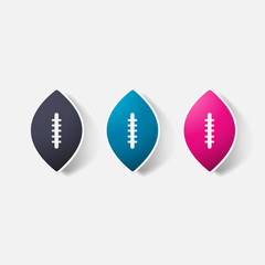 Paper clipped sticker: rugby ball