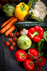 fresh vegetables on wood