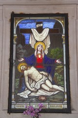 Obraz na płótnie Canvas Passion du Christ, vitrail du Cimetière de Passy à Paris 