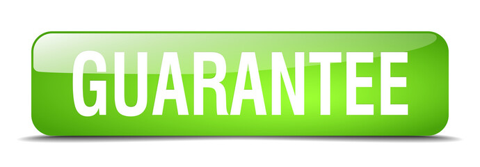 guarantee green square 3d realistic isolated web button