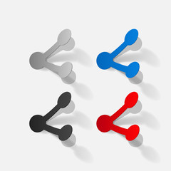 Paper clipped sticker: symbol share