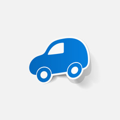 Paper clipped sticker: symbol car