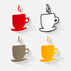 Paper clipped sticker: Coffee Cup Isolated
