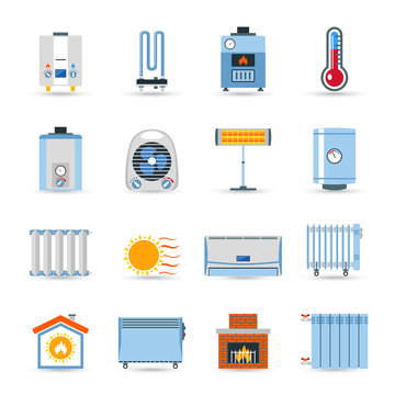 Heating Flat Color Icon Set