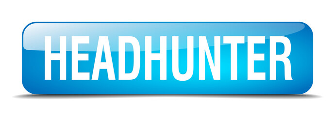 headhunter blue square 3d realistic isolated web button
