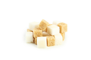 Brown and white sugar isolated on white