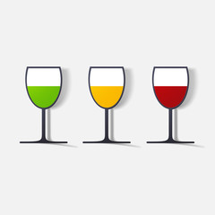 Paper clipped sticker: glass with liquid