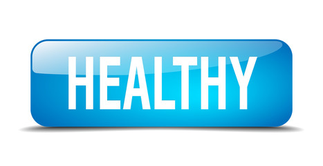 healthy blue square 3d realistic isolated web button