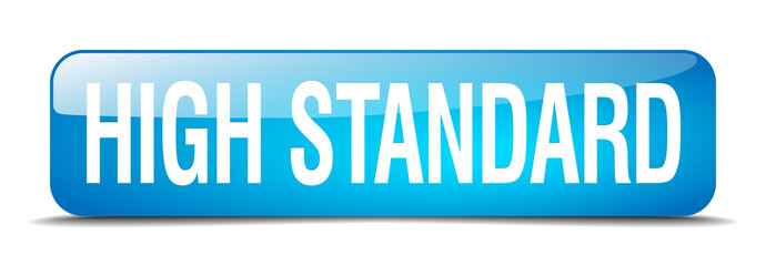 high standard blue square 3d realistic isolated web button