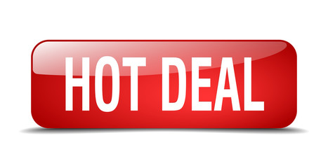 hot deal red square 3d realistic isolated web button