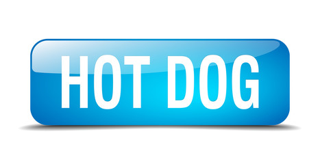 hot dog blue square 3d realistic isolated web button