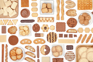 cookies and biscuits on white background 