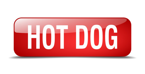 hot dog red square 3d realistic isolated web button