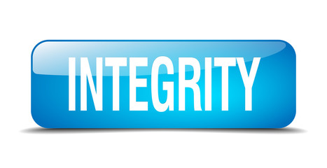 integrity blue square 3d realistic isolated web button