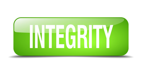integrity green square 3d realistic isolated web button