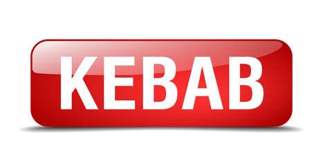 kebab red square 3d realistic isolated web button
