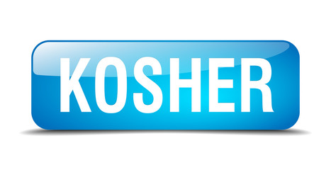 kosher blue square 3d realistic isolated web button