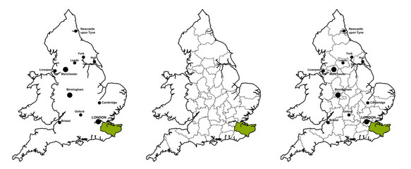 Kent located on map of England