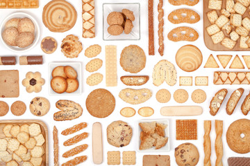 cookies and biscuits on white background 