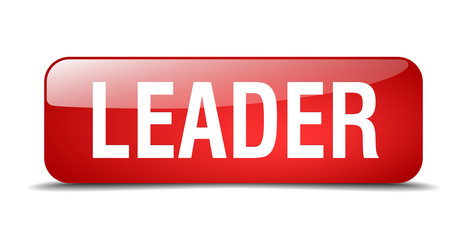 leader red square 3d realistic isolated web button