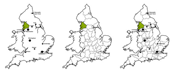 Lancashire located on map of England