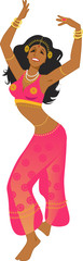 Sexy woman in a stage costume dancing belly dance, vector illustration, no transparencies, EPS 8