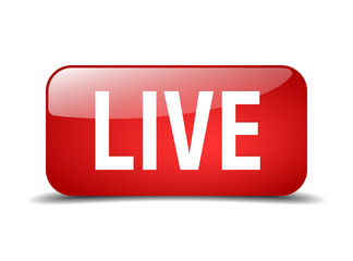 live red square 3d realistic isolated web button