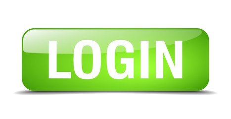 login green square 3d realistic isolated web button