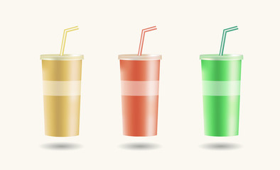 Disposable cups for beverages with straw