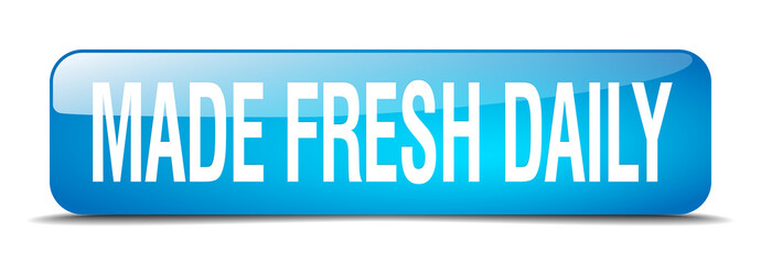 made fresh daily blue square 3d realistic isolated web button