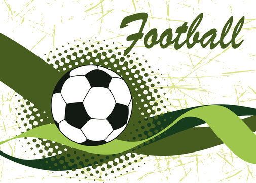Abstract green football waves and ball.Football banner
