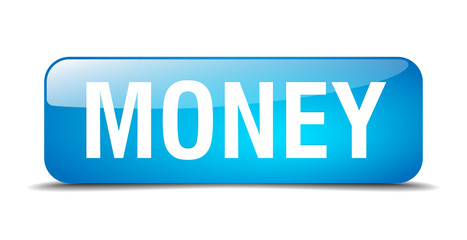 money blue square 3d realistic isolated web button