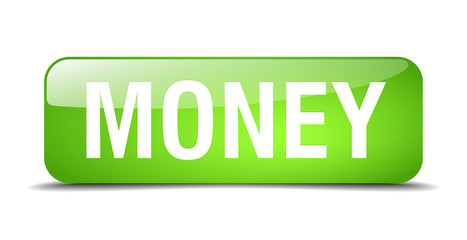 money green square 3d realistic isolated web button