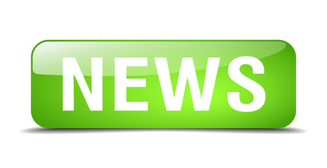 news green square 3d realistic isolated web button