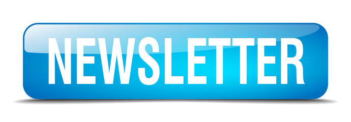 newsletter blue square 3d realistic isolated web button