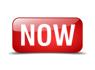 now red square 3d realistic isolated web button