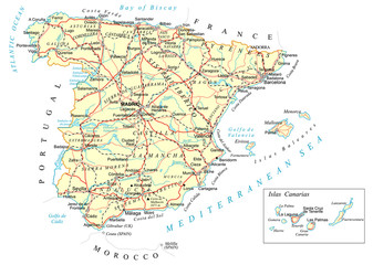 Spain - detailed map - illustration

