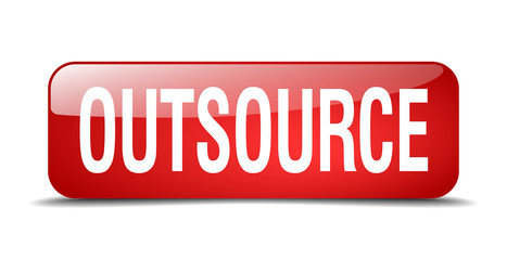 outsource red square 3d realistic isolated web button