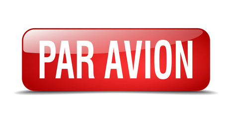 par avion red square 3d realistic isolated web button