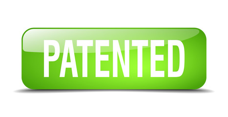 patented green square 3d realistic isolated web button