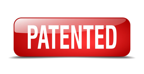 patented red square 3d realistic isolated web button