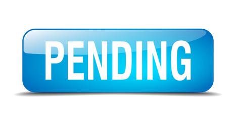 pending blue square 3d realistic isolated web button
