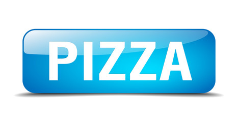 pizza blue square 3d realistic isolated web button