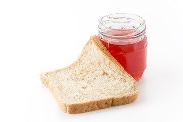 whole wheat bread with strawberry jam