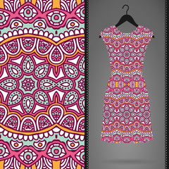 Ethnic floral seamless pattern with dress