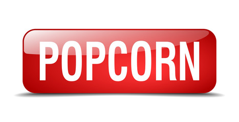 popcorn red square 3d realistic isolated web button