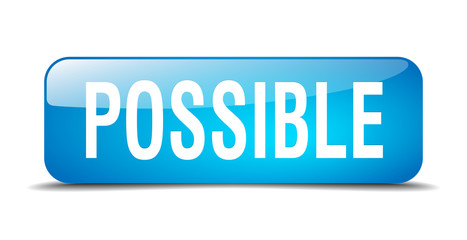 possible blue square 3d realistic isolated web button